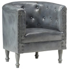 Sillón de cuero auténtico gris