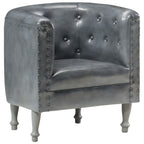 Sillón de cuero auténtico gris