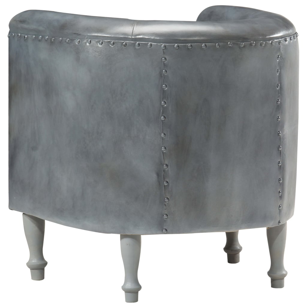 Sillón de cuero auténtico gris
