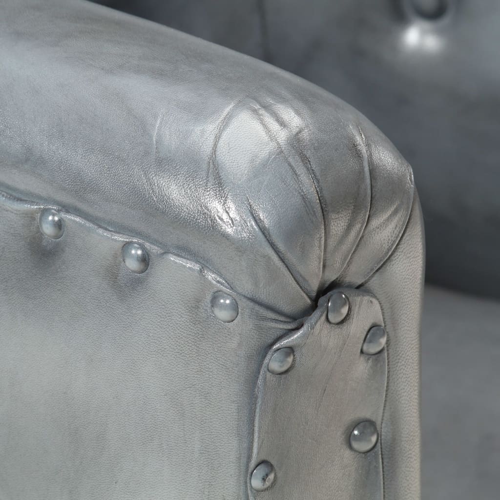 Sillón de cuero auténtico gris