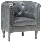 Sillón de cuero auténtico gris