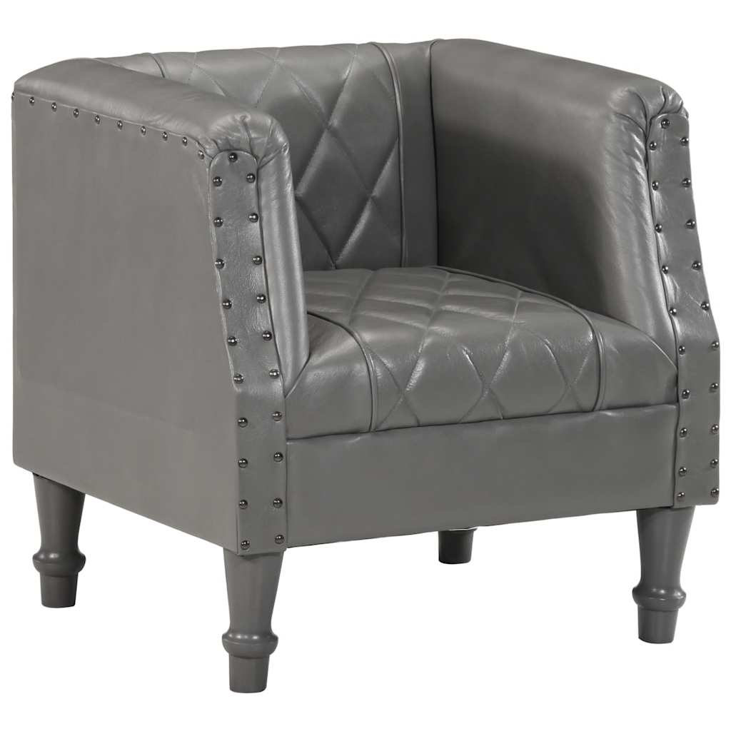 Sillón de cuero de cabra auténtico gris