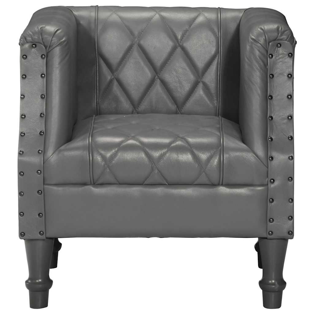Sillón de cuero de cabra auténtico gris