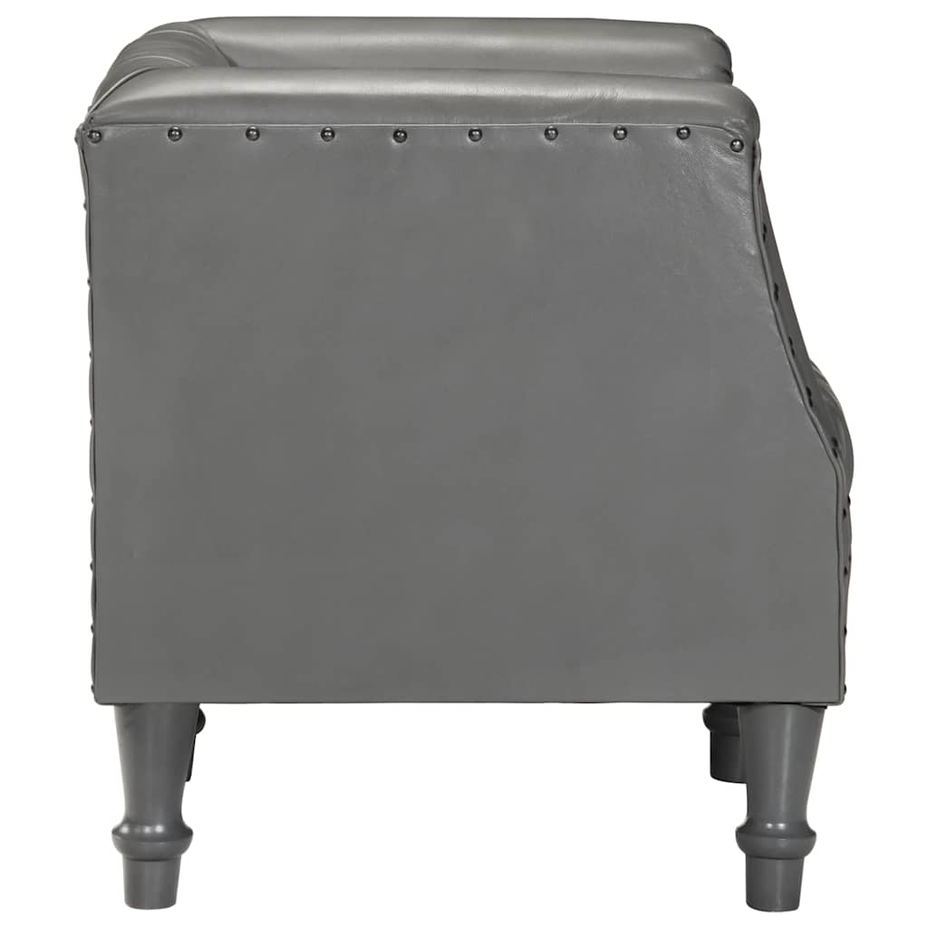 Sillón de cuero de cabra auténtico gris