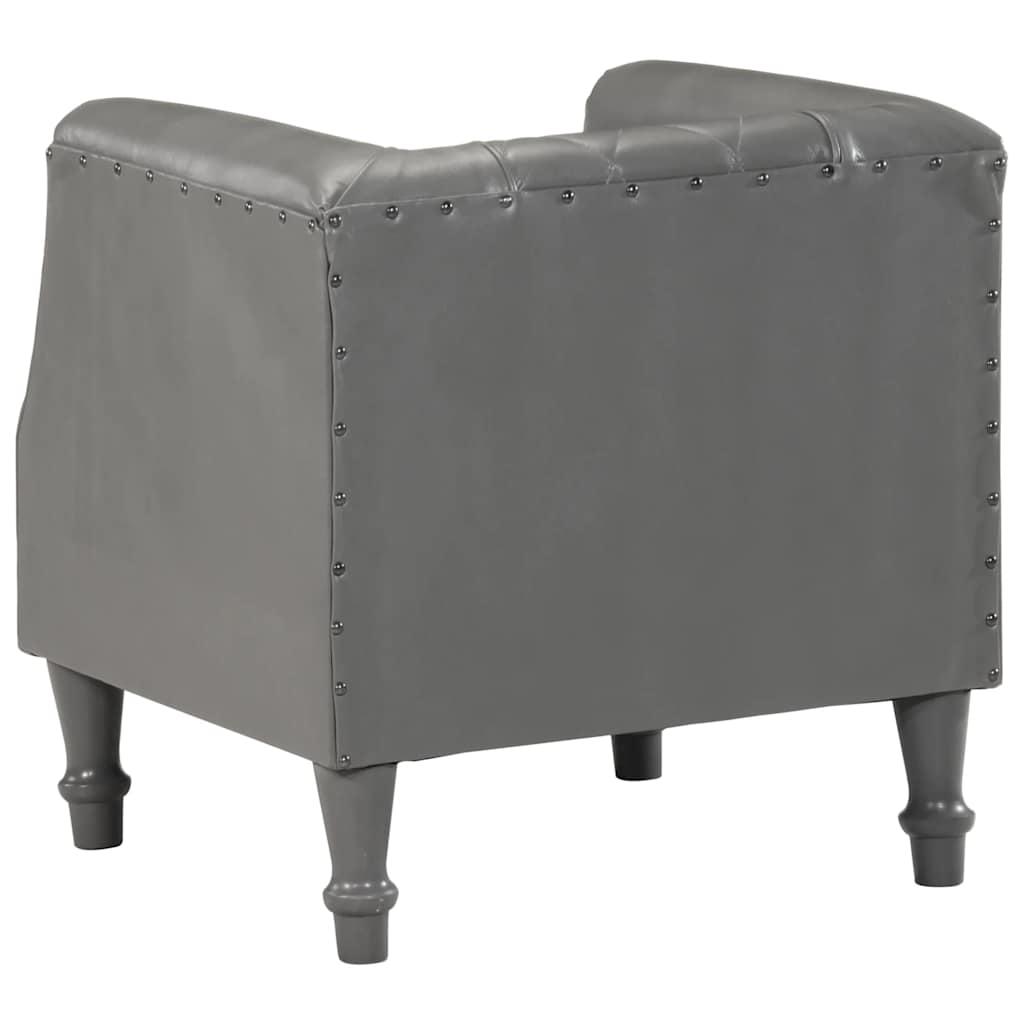 Sillón de cuero de cabra auténtico gris