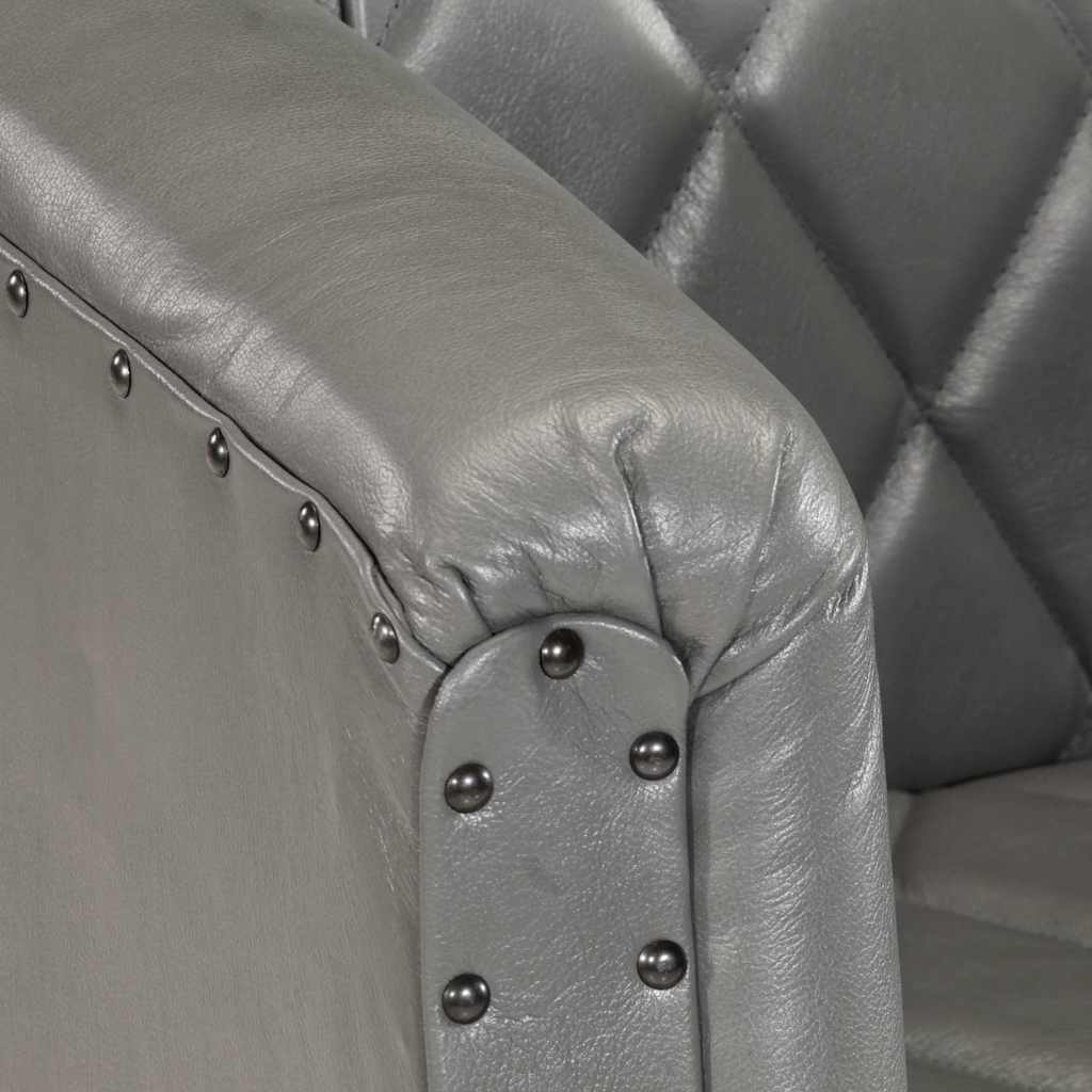 Sillón de cuero de cabra auténtico gris