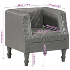 Sillón de cuero de cabra auténtico gris