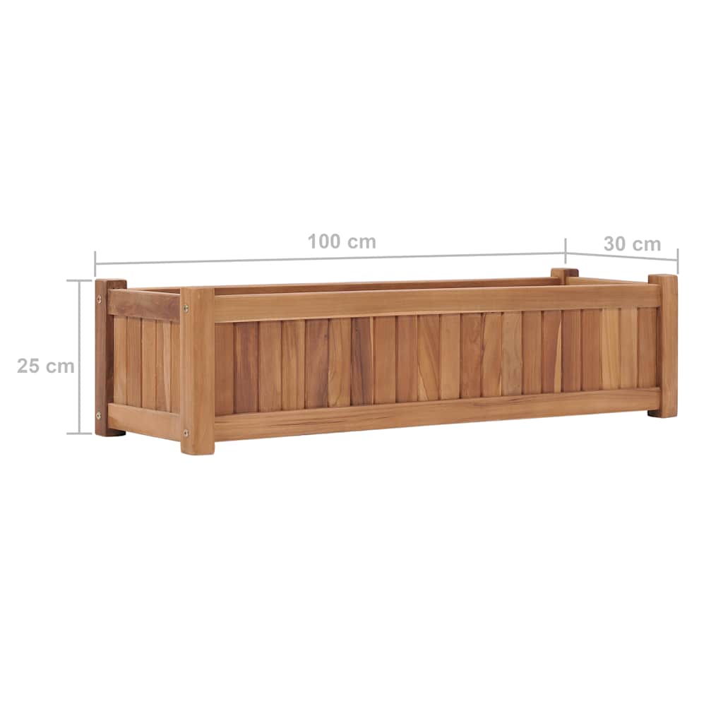 Arriate elevado madera maciza de teca 100x30x25 cm