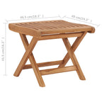 Reposapiés plegable madera maciza de teca 46,5x49x41,5 cm