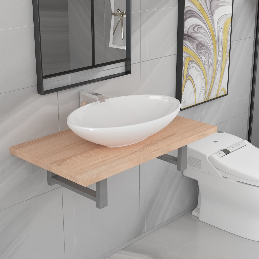 Conjunto de muebles de baño 2 piezas cerámica blanco