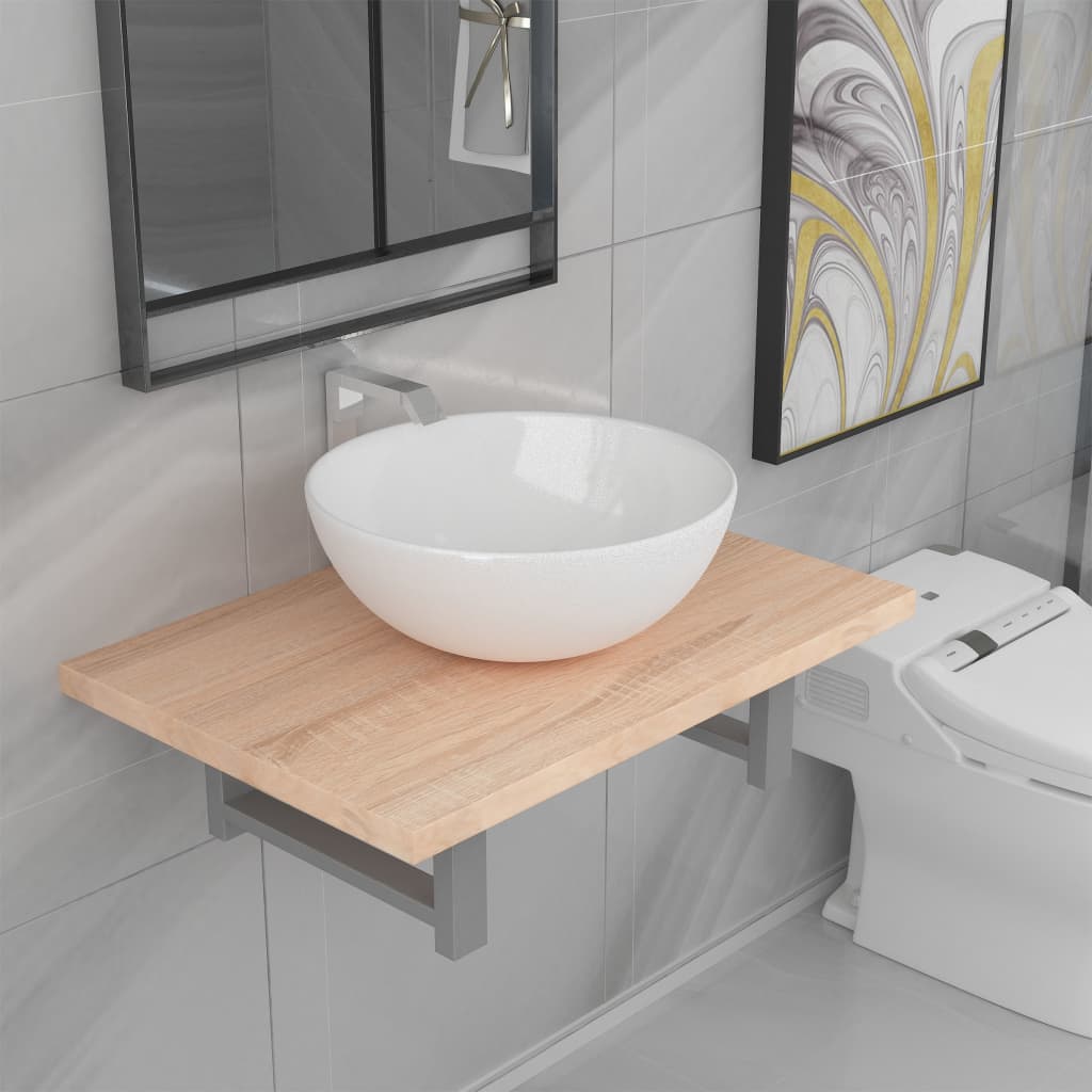 Conjunto de muebles de baño 2 piezas cerámica blanco