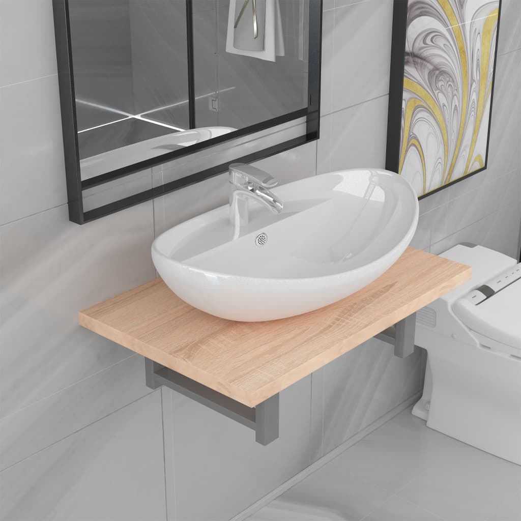 Conjunto de muebles de baño 2 piezas cerámica blanco