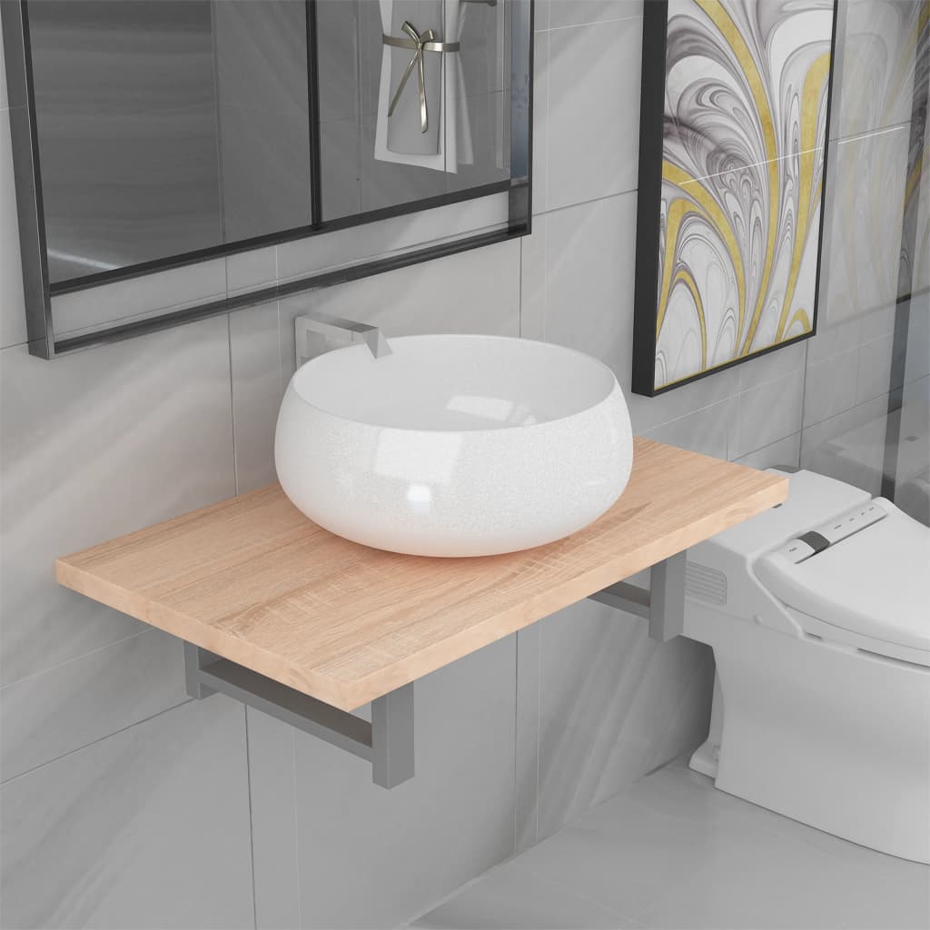 Conjunto de muebles de baño 2 piezas cerámica blanco