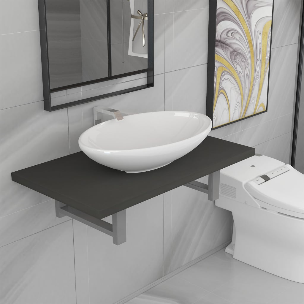 Conjunto de muebles de baño 2 piezas cerámica blanco