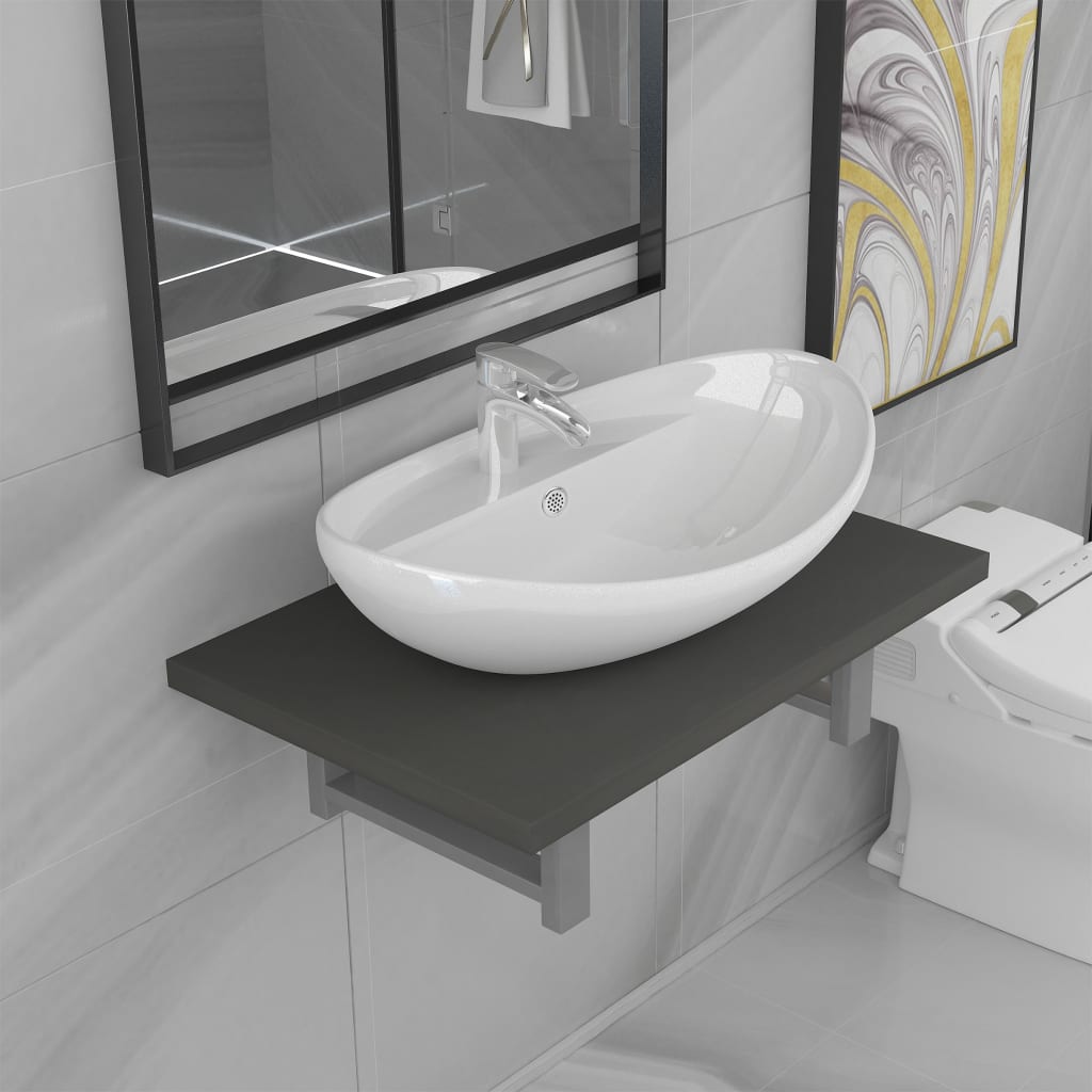 Conjunto de muebles de baño 2 piezas cerámica blanco