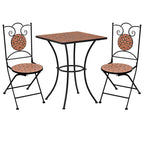 Mesa y sillas de bistró 3 piezas con mosaico cerámica terracota