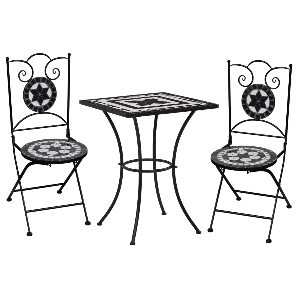 Mesa e cadeiras de bistrô 3 peças com mosaico cerâmica terracota