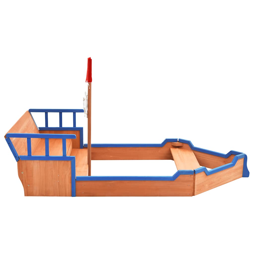Arenero en forma de barco pirata madera de abeto 190x94,5x101cm