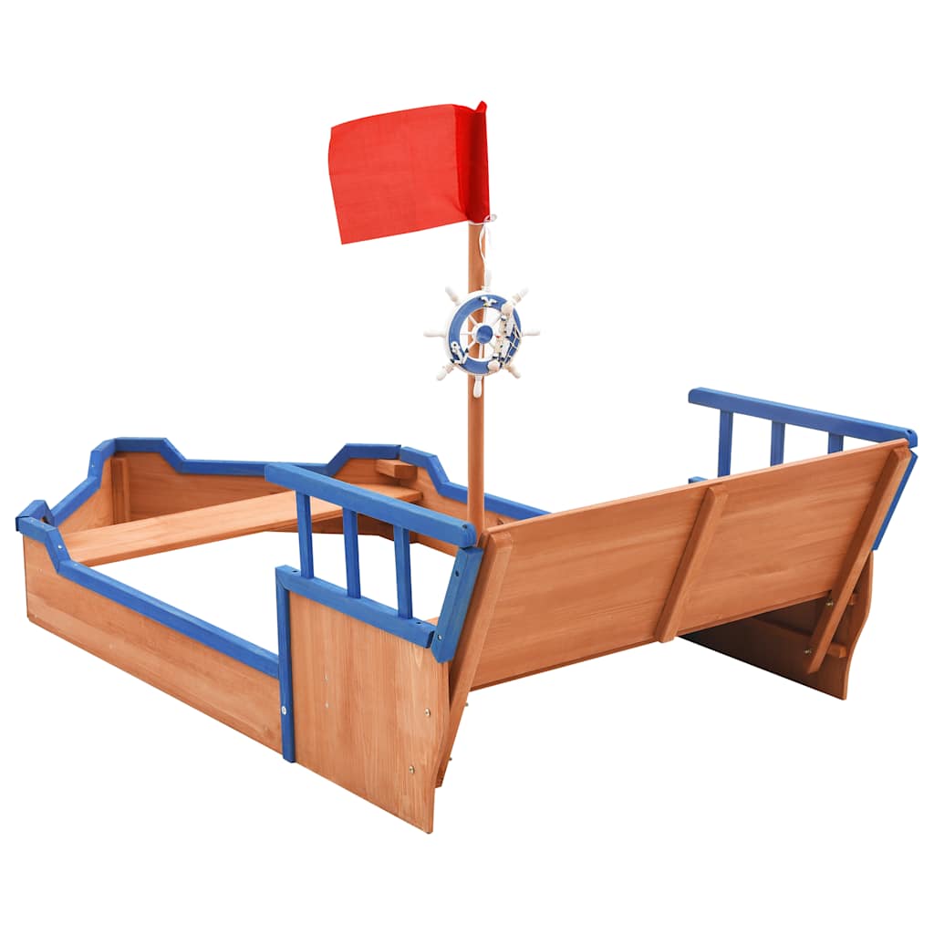 Arenero en forma de barco pirata madera de abeto 190x94,5x101cm