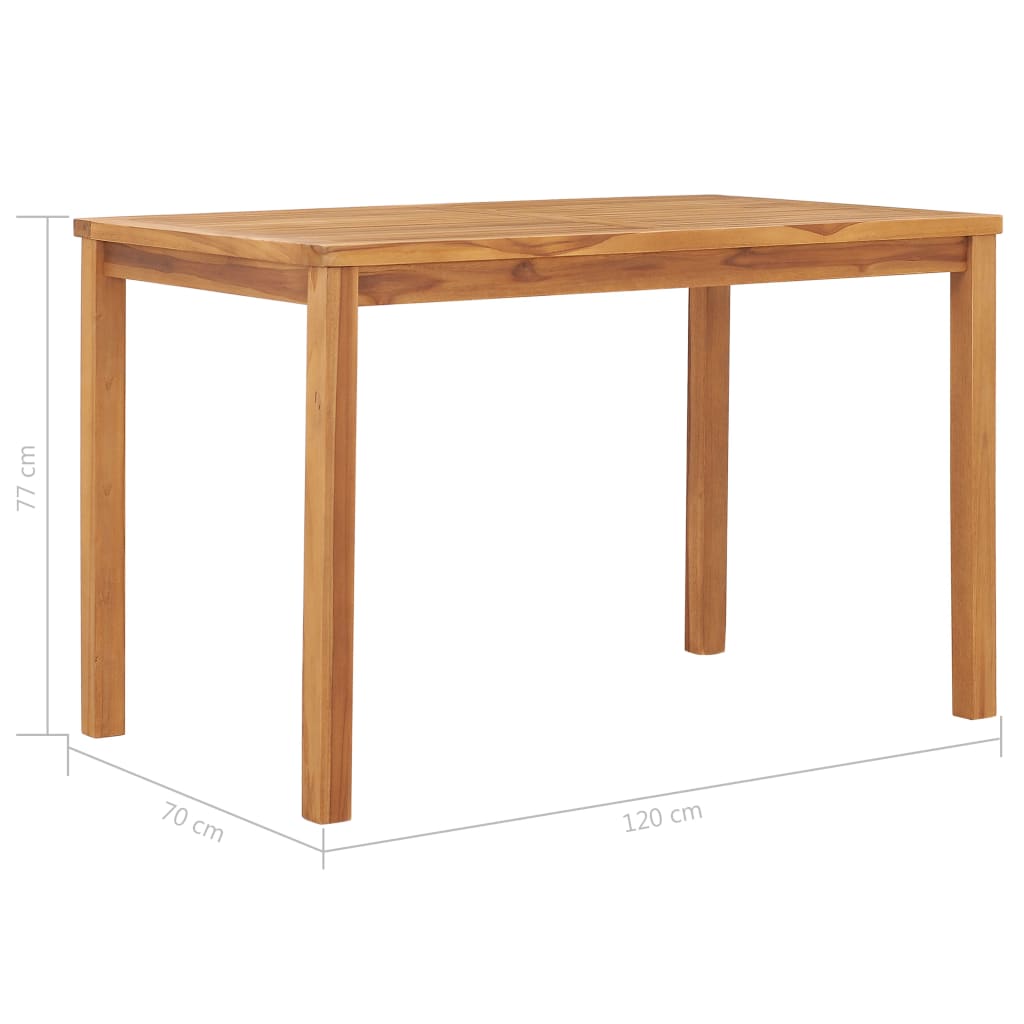 Mesa de comedor para jardín madera maciza de teca 120x70x77 cm