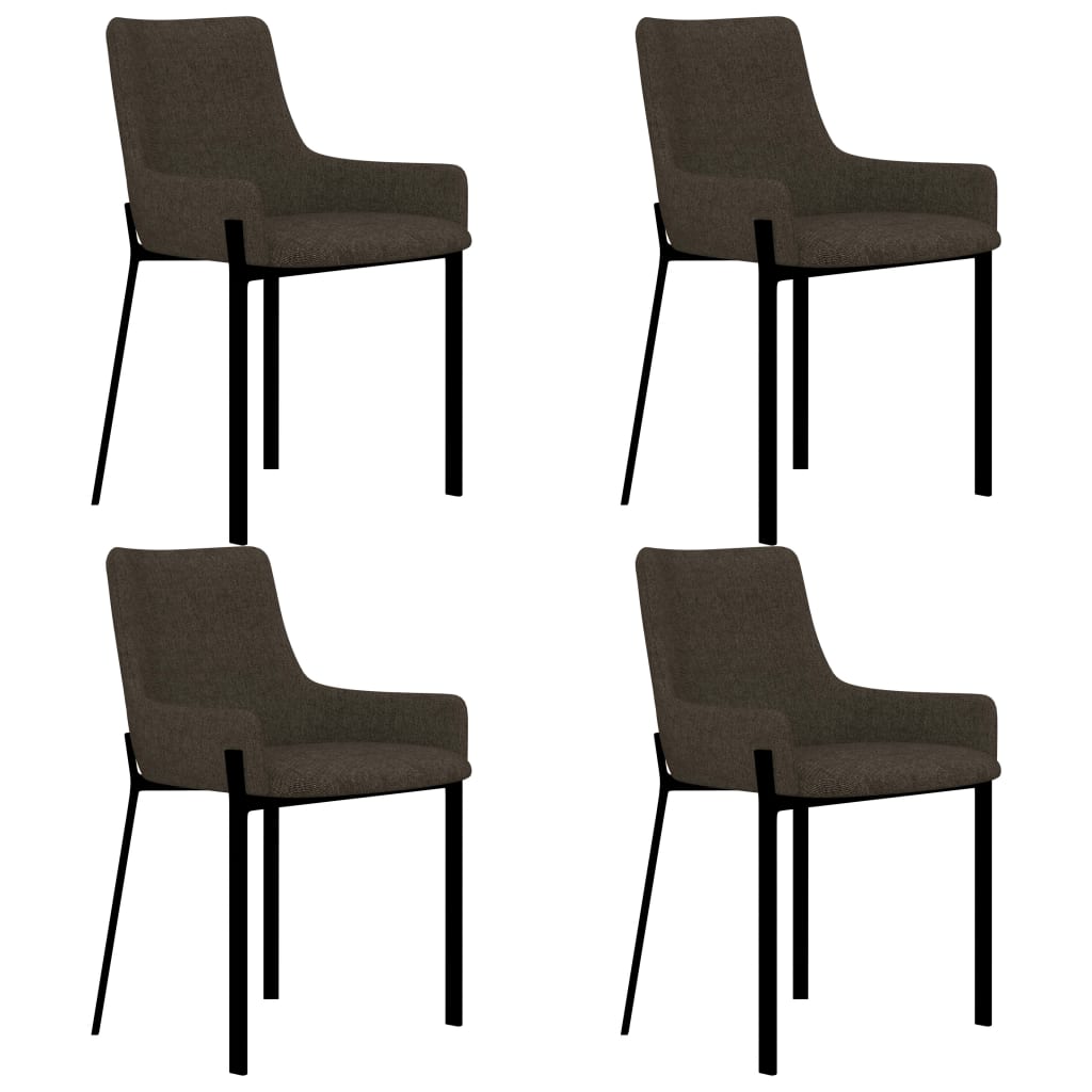 Sillas de comedor 4 unidades tela marrón