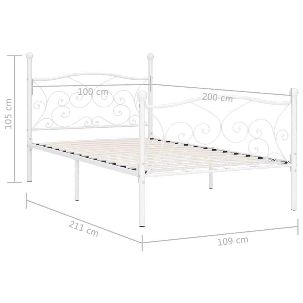 Estructura cama con somier sin colchón metal blanco 100x200 cm