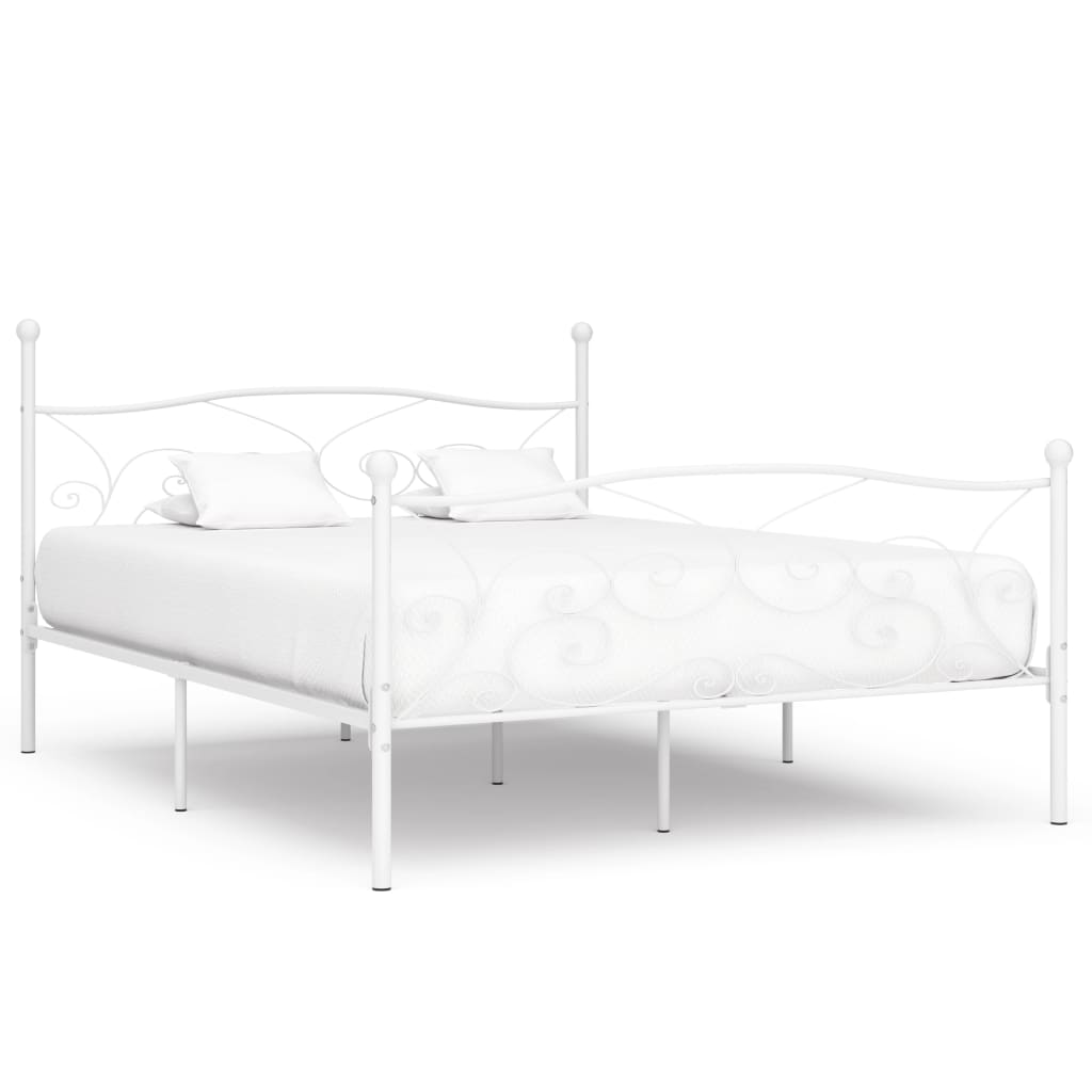 Cama com estrado sem colchão metal branco 90x200 cm