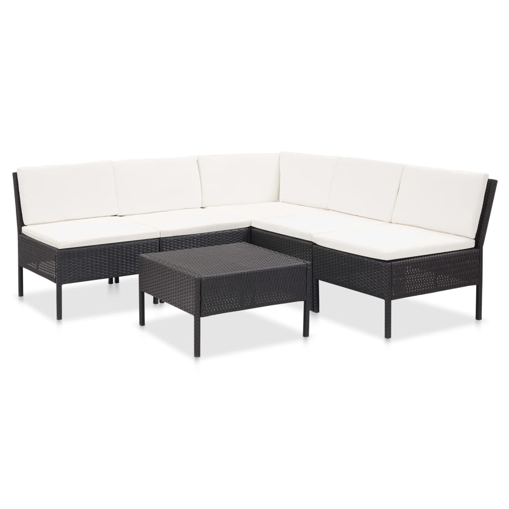 Conjunto de móveis de jardim 6 peças e almofadas rotim sintético cinzento