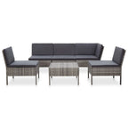 Set de muebles de jardín 6 pzas y cojines ratán sintético gris