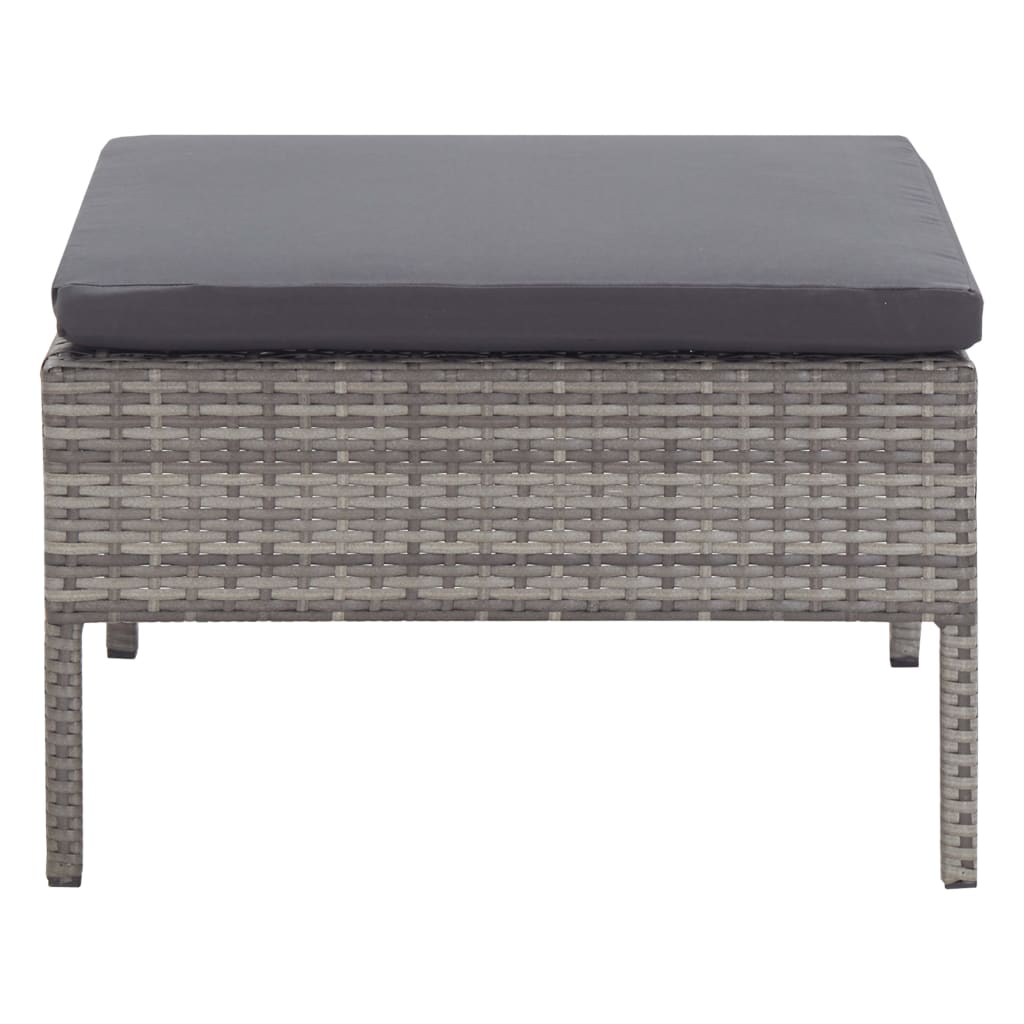 Set de muebles de jardín 6 pzas y cojines ratán sintético gris