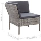 Set de muebles de jardín 6 pzas y cojines ratán sintético gris