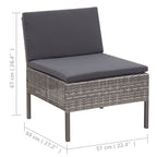 Set de muebles de jardín 6 pzas y cojines ratán sintético gris