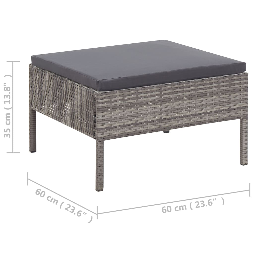 Set de muebles de jardín 6 pzas y cojines ratán sintético gris
