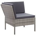 Set de muebles de jardín 6 pzas y cojines ratán sintético gris