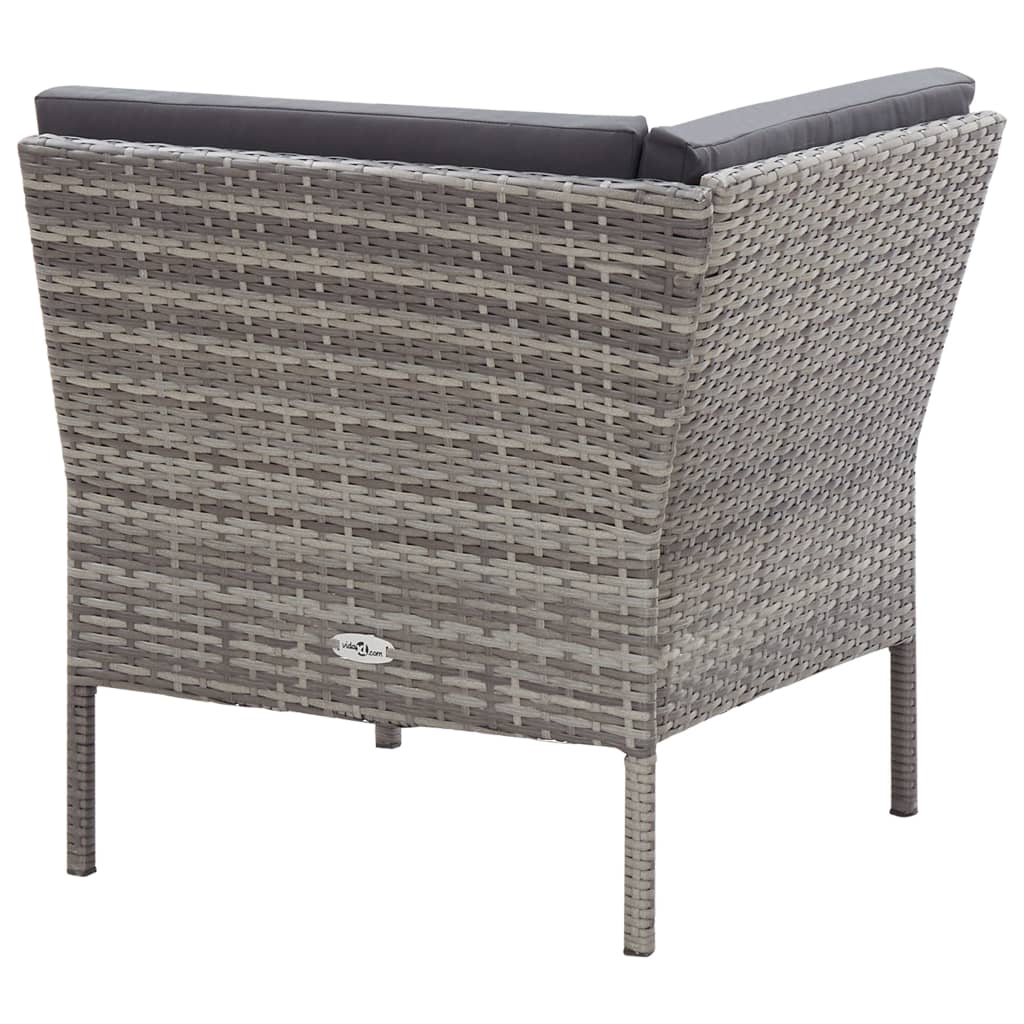 Set de muebles de jardín 6 pzas y cojines ratán sintético gris