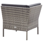 Set de muebles de jardín 6 pzas y cojines ratán sintético gris