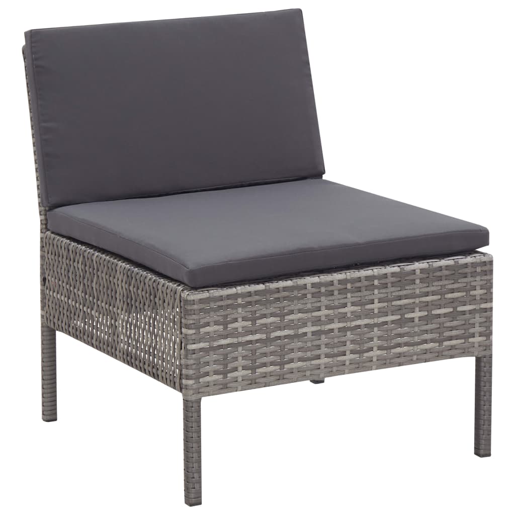 Set de muebles de jardín 6 pzas y cojines ratán sintético gris