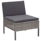 Set de muebles de jardín 6 pzas y cojines ratán sintético gris