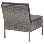 Set de muebles de jardín 6 pzas y cojines ratán sintético gris