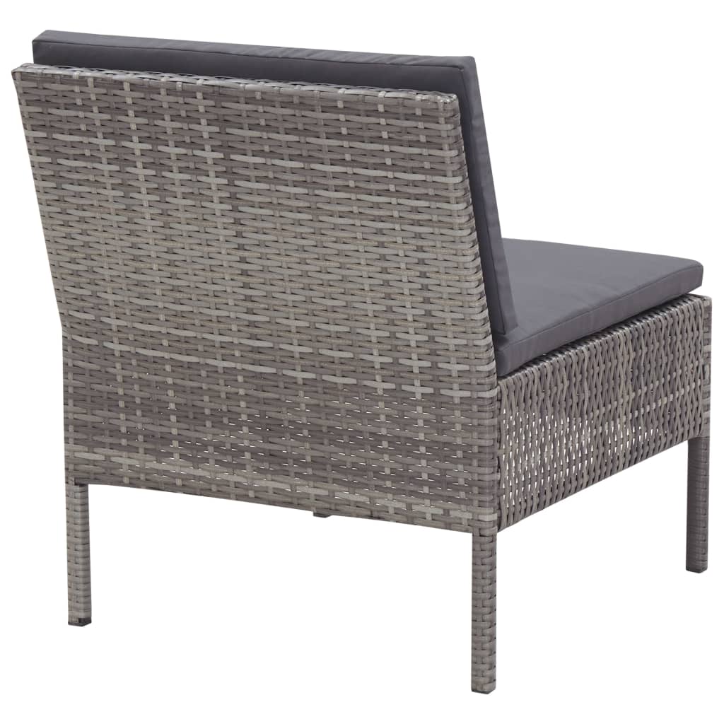 Set de muebles de jardín 6 pzas y cojines ratán sintético gris