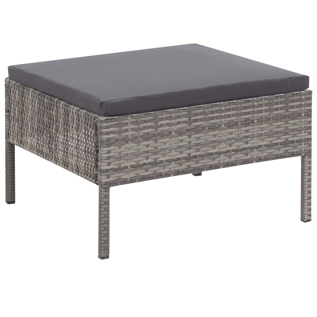 Set de muebles de jardín 6 pzas y cojines ratán sintético gris
