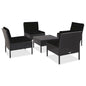 5-piece garden sofa set with cushions, black poly rattan