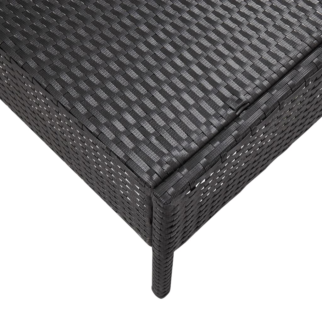 Set de sofás de jardín 5 piezas y cojines ratán sintético negro