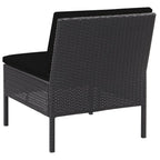 Set de sofás de jardín 5 piezas y cojines ratán sintético negro