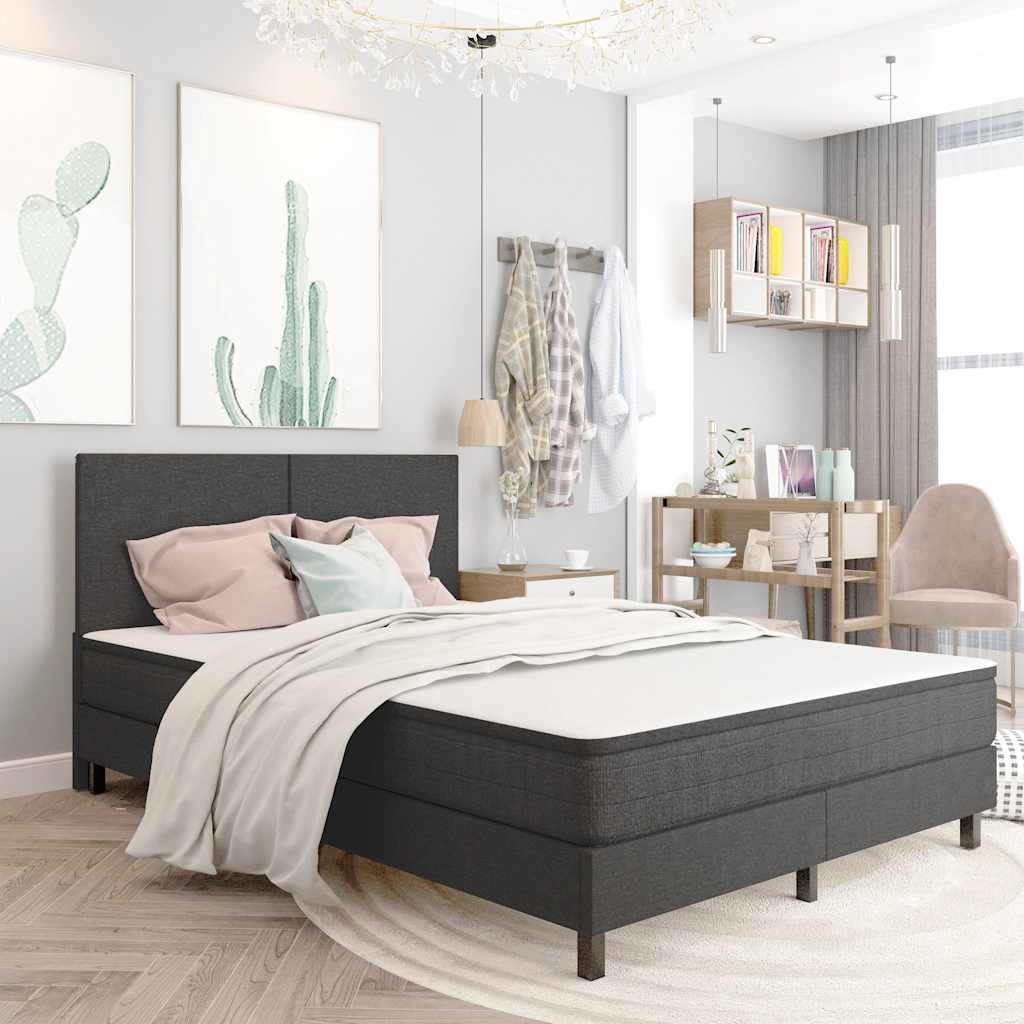 Estructura de cama Box Spring sin colchón tela gris 100x200 cm