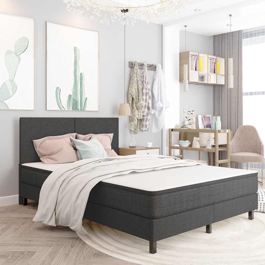 Estructura de cama Box Spring sin colchón tela gris 100x200 cm