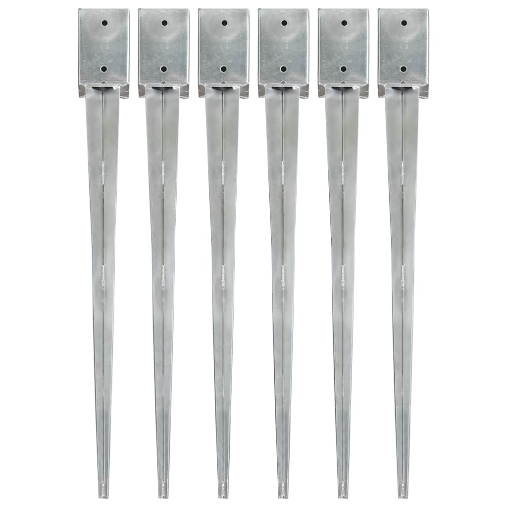 Picas de tierra 12 uds acero galvanizado plateado 10x10x76 cm
