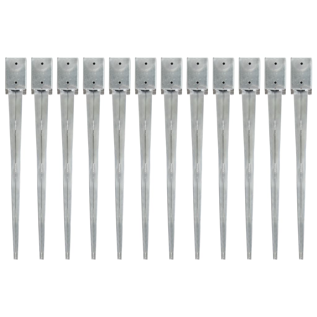 Picas de tierra 12 uds acero galvanizado plateado 10x10x76 cm