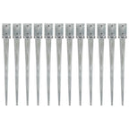 Picas de tierra 12 uds acero galvanizado plateado 10x10x76 cm