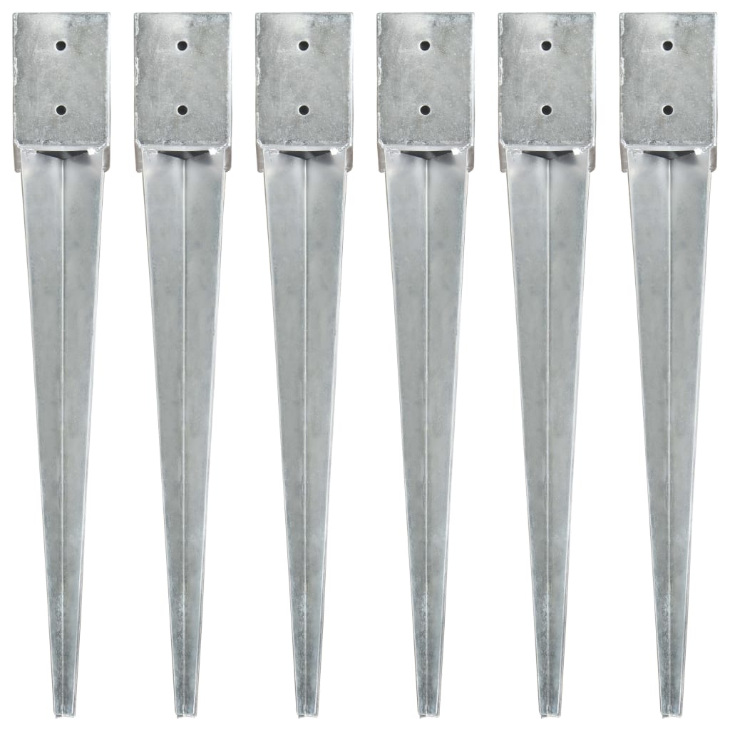 Picas de tierra 12 uds acero galvanizado plateado 10x10x76 cm